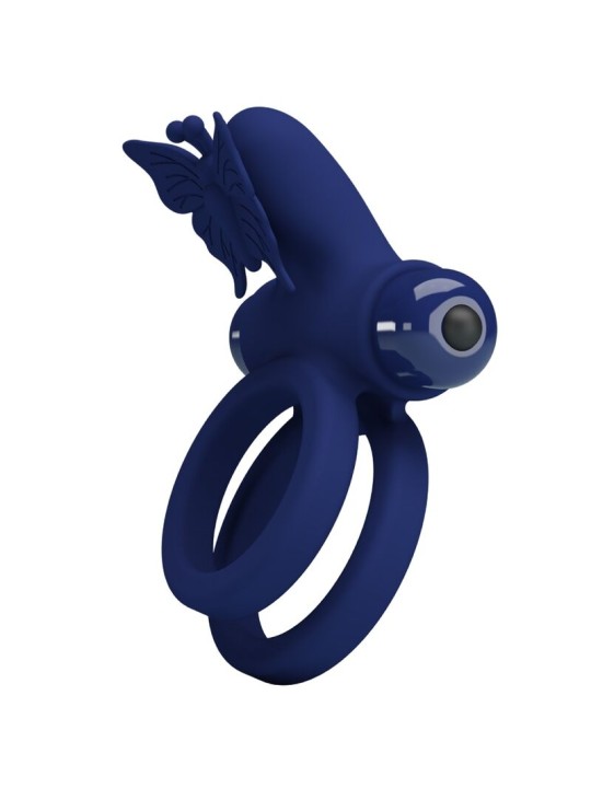 PRETTY LOVE JAMELE DOBLE ANILLO CON VIBRACION ESTIMULADOR MARIPOSA AZUL