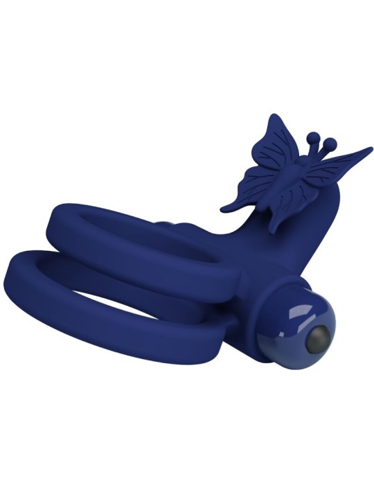 PRETTY LOVE JAMELE DOBLE ANILLO CON VIBRACION ESTIMULADOR MARIPOSA AZUL