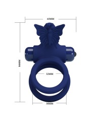 PRETTY LOVE JAMELE DOBLE ANILLO CON VIBRACION ESTIMULADOR MARIPOSA AZUL