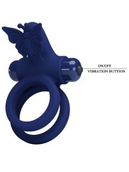 PRETTY LOVE JAMELE DOBLE ANILLO CON VIBRACION ESTIMULADOR MARIPOSA AZUL