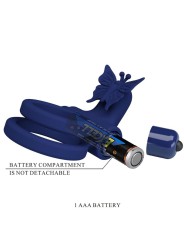 PRETTY LOVE JAMELE DOBLE ANILLO CON VIBRACION ESTIMULADOR MARIPOSA AZUL