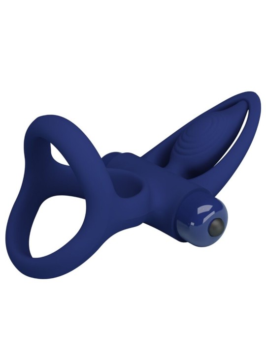 PRETTY LOVE MAT DOBLE ANILLO CON VIBRACION ESTIMULADOR AZUL