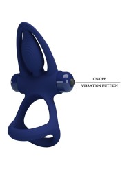 PRETTY LOVE MAT DOBLE ANILLO CON VIBRACION ESTIMULADOR AZUL