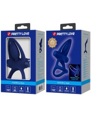 PRETTY LOVE MAT DOBLE ANILLO CON VIBRACION ESTIMULADOR AZUL