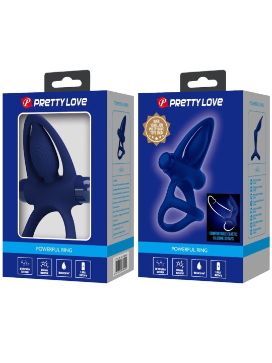 PRETTY LOVE MAT DOBLE ANILLO CON VIBRACION ESTIMULADOR AZUL
