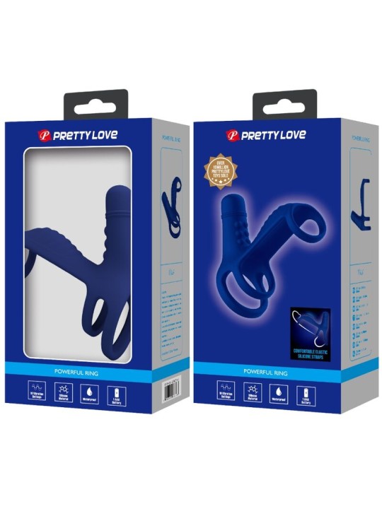 PRETTY LOVE ELISH ANILLO VIBRADOR CON EXTENSION AZUL