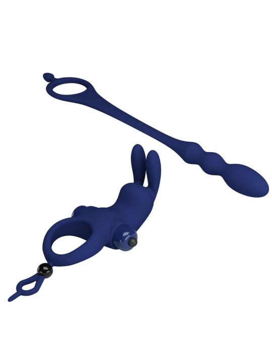 PRETTY LOVE AYAD ANILLO VIBRADOR RABBIT CON PLUG AZUL