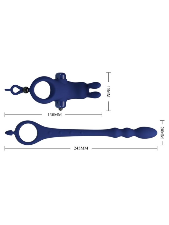 PRETTY LOVE AYAD ANILLO VIBRADOR RABBIT CON PLUG AZUL