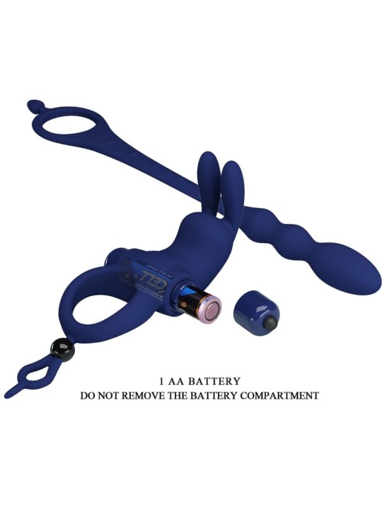 PRETTY LOVE AYAD ANILLO VIBRADOR RABBIT CON PLUG AZUL