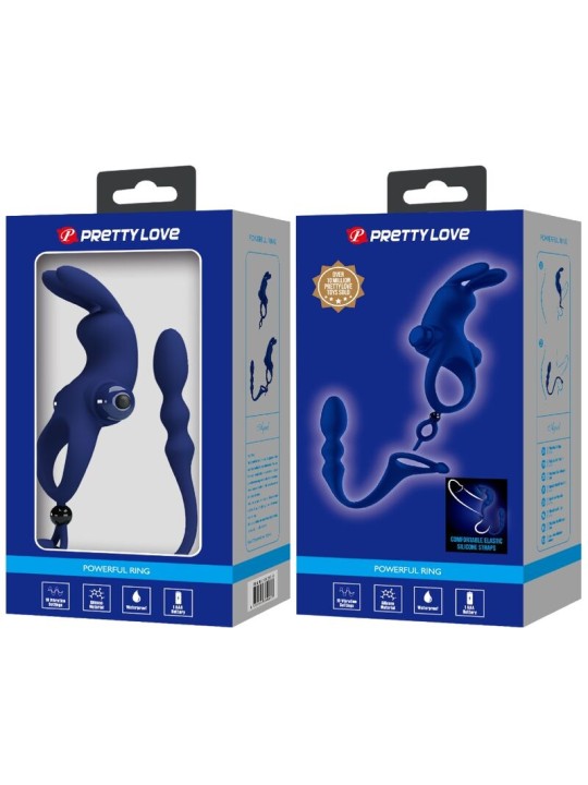 PRETTY LOVE AYAD ANILLO VIBRADOR RABBIT CON PLUG AZUL