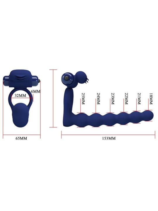 PRETTY LOVE AJMAL ANILLO VIBRADOR CON PLUG AZUL