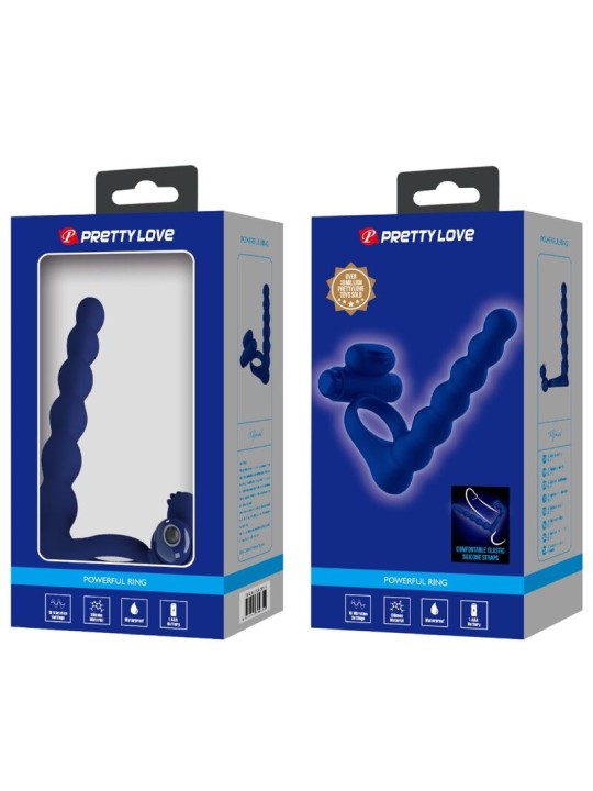 PRETTY LOVE AJMAL ANILLO VIBRADOR CON PLUG AZUL