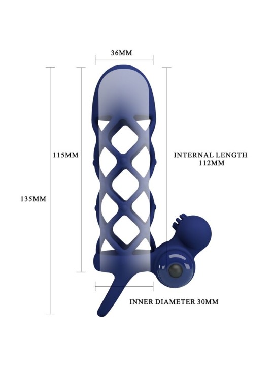 PRETTY LOVE GIANN ANILLO VIBRADOR CON FUNDA DE SILICONA AZUL