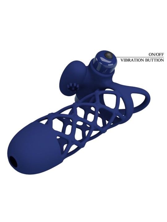 PRETTY LOVE GIANN ANILLO VIBRADOR CON FUNDA DE SILICONA AZUL