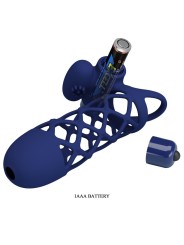 PRETTY LOVE GIANN ANILLO VIBRADOR CON FUNDA DE SILICONA AZUL