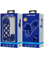 PRETTY LOVE GIANN ANILLO VIBRADOR CON FUNDA DE SILICONA AZUL
