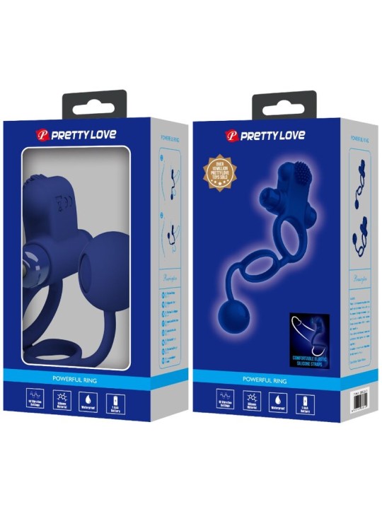 PRETTY LOVE REMINGTON DOBLE ANILLO VIBRADOR CON PLUG AZUL