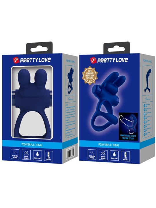PRETTY LOVE FRANCISCO DOBLE ANILLO VIBRADOR RABBIT AZUL