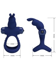 PRETTY LOVE LUCHITO DOBLE ANILLO VIBRADOR RABBIT AZUL