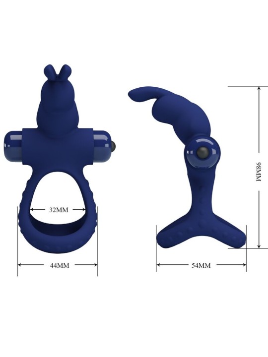 PRETTY LOVE LUCHITO DOBLE ANILLO VIBRADOR RABBIT AZUL