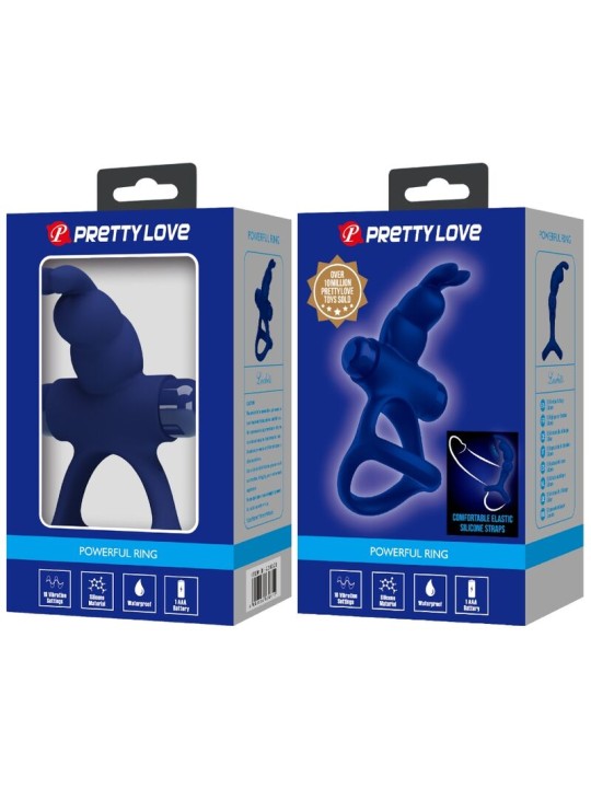 PRETTY LOVE LUCHITO DOBLE ANILLO VIBRADOR RABBIT AZUL