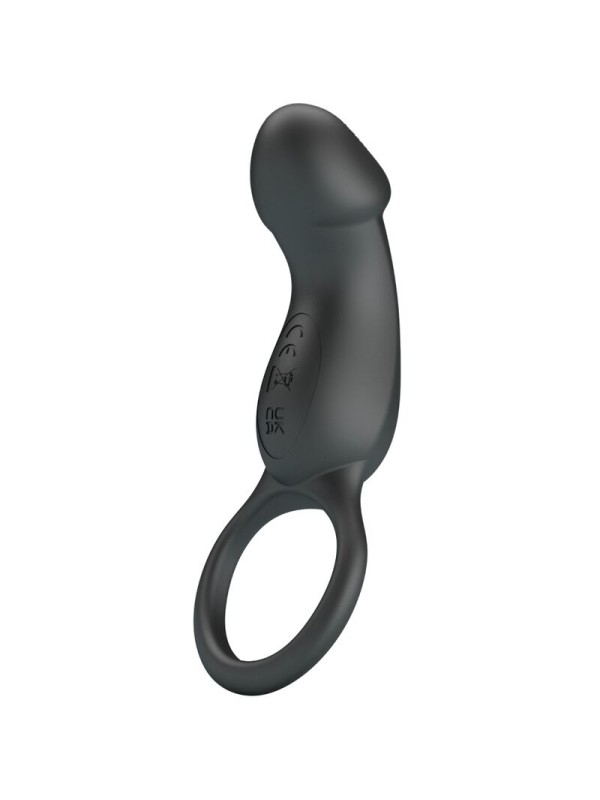 PRETTY LOVE TRAE ANILLO VIBRADOR CON ESTIMULADOR NEGRO
