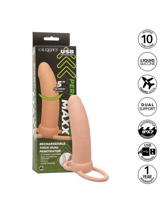 CALEXOTICS MAXX DOBLE PENETRADOR GRUESO 10 VIBRACIONES NATURAL