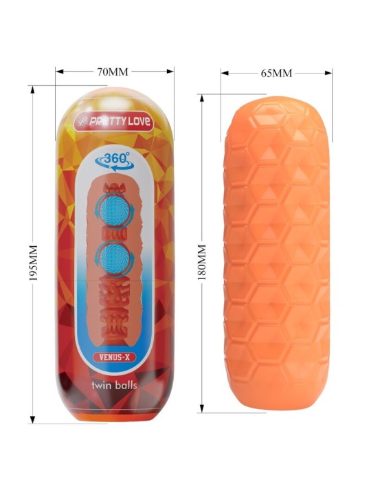PRETTY LOVE TWIN BALLS MASTURBADOR MASCULINO NARANJA
