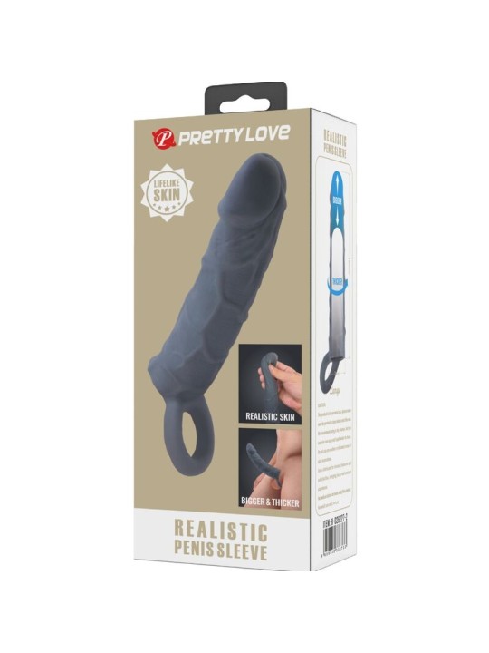 PRETTY LOVE FUNDA DE PENE DE PIEL REALISTICA GRIS OSCURO