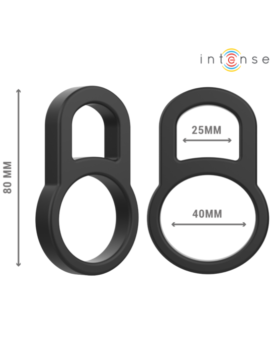 INTENSE BOBBY ANILLO DOBLE PARA PENE SILICONA NEGRO