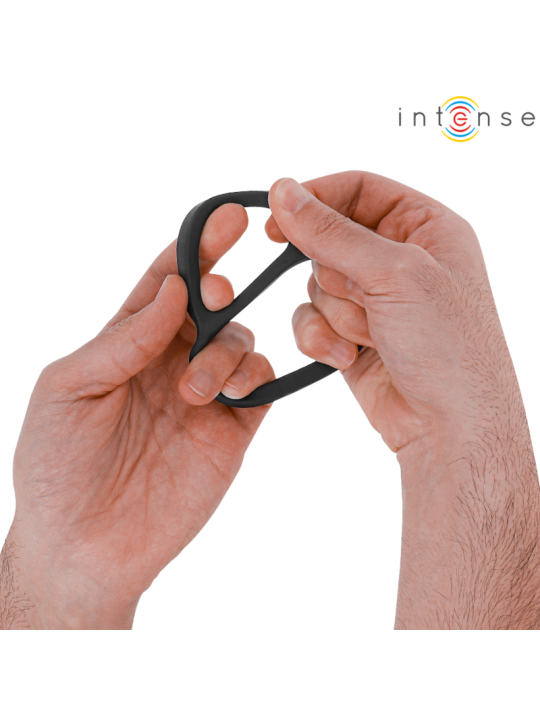 INTENSE BOBBY ANILLO DOBLE PARA PENE SILICONA NEGRO