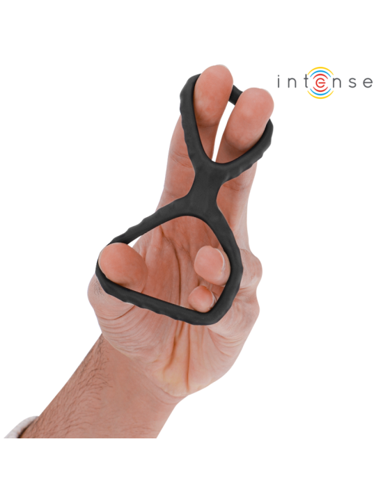 INTENSE DEWEY ANILLO DOBLE PARA PENE SILICONA NEGRO MODELO 2