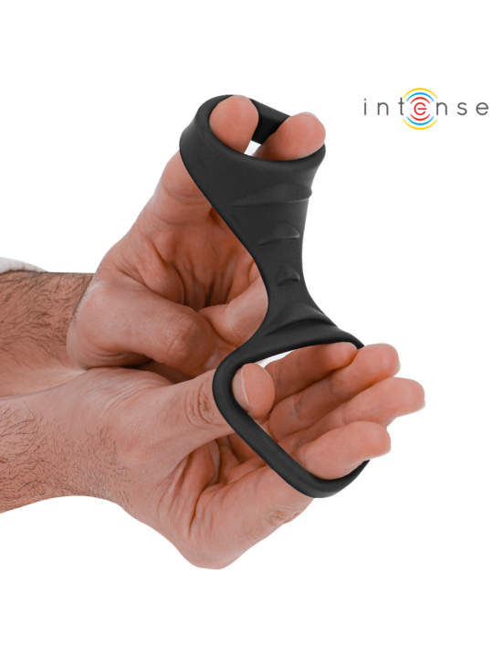 INTENSE THEO ANILLO DOBLE PARA PENE SILICONA NEGRO MODELO 3