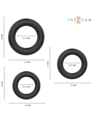 INTENSE HUGH 3 ANILLOS BASICOS PARA PENE SILICONA NEGRO