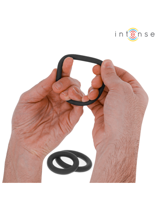 INTENSE HUGH 3 ANILLOS BASICOS PARA PENE SILICONA NEGRO
