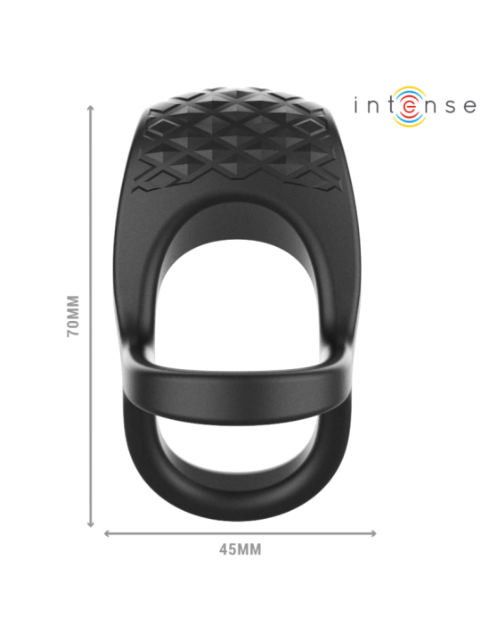 INTENSE ALEX ANILLO DOBLE VIBRADOR PENE 10 VIBRACIONES NEGRO