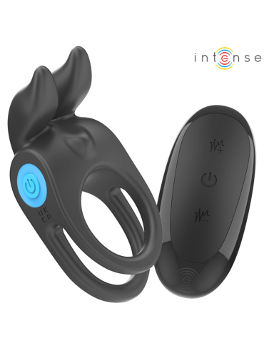 INTENSE SAM ANILLO DOBLE VIBRADOR PENE 10 VIBRACIONES NEGRO