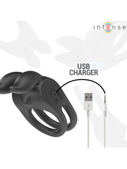 INTENSE SAM ANILLO DOBLE VIBRADOR PENE 10 VIBRACIONES NEGRO