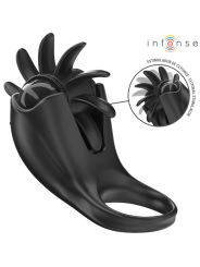 INTENSE MABEL ANILLO VIBRADOR 10 VIBRACIONES CON ESTIMULADOR DE CLITORIS NEGRO