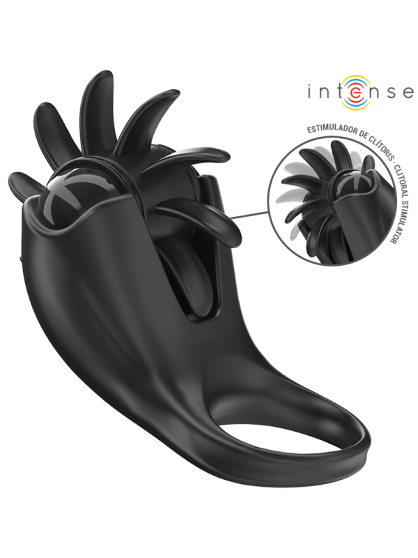 INTENSE MABEL ANILLO VIBRADOR 10 VIBRACIONES CON ESTIMULADOR DE CLITORIS NEGRO