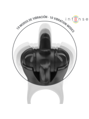 INTENSE MABEL ANILLO VIBRADOR 10 VIBRACIONES CON ESTIMULADOR DE CLITORIS NEGRO