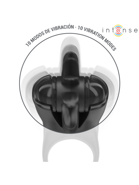 INTENSE MABEL ANILLO VIBRADOR 10 VIBRACIONES CON ESTIMULADOR DE CLITORIS NEGRO