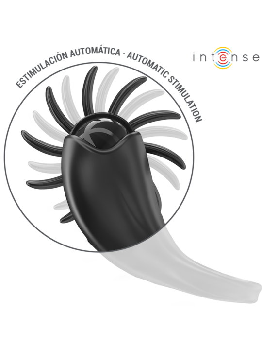 INTENSE MABEL ANILLO VIBRADOR 10 VIBRACIONES CON ESTIMULADOR DE CLITORIS NEGRO