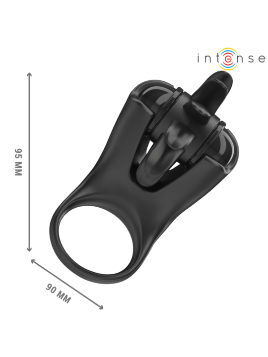 INTENSE MABEL ANILLO VIBRADOR 10 VIBRACIONES CON ESTIMULADOR DE CLITORIS NEGRO
