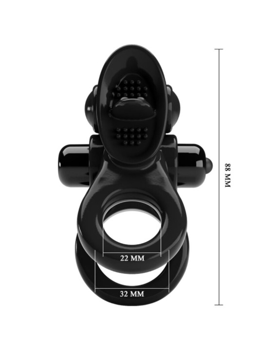 PRETTY LOVE PASSIONATE RING DOBLE ANILLO VIBRADOR ESTIMULADOR CLITORIS NEGRO