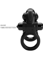 PRETTY LOVE PASSIONATE RING DOBLE ANILLO VIBRADOR ESTIMULADOR CLITORIS NEGRO