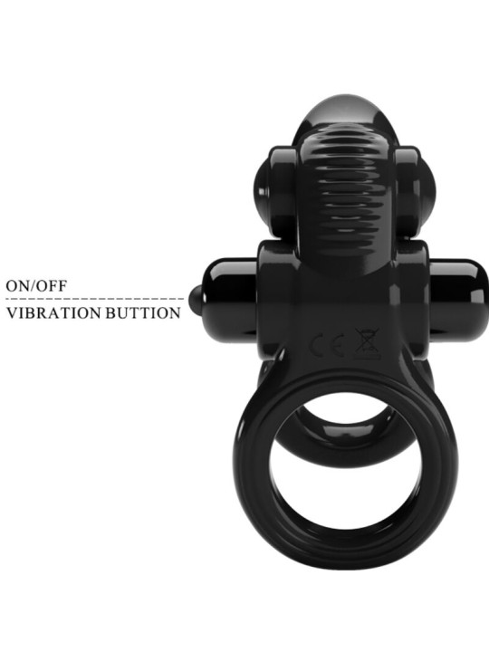 PRETTY LOVE PASSIONATE RING DOBLE ANILLO VIBRADOR ESTIMULADOR CLITORIS NEGRO