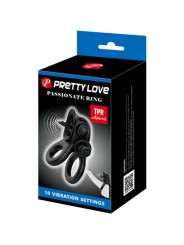 PRETTY LOVE PASSIONATE RING DOBLE ANILLO VIBRADOR ESTIMULADOR CLITORIS NEGRO