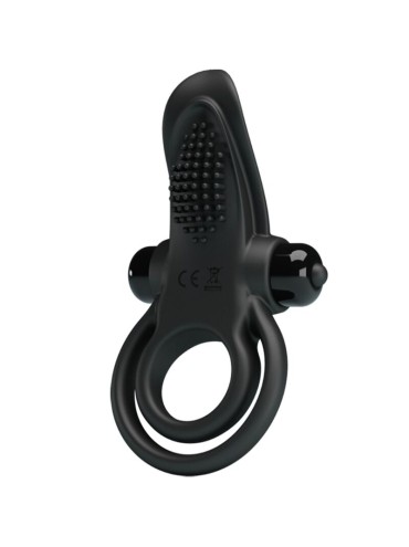 PRETTY LOVE DOBLE ANILLO VIBRADOR ESTIMULADOR CLITORIS 10 VIBRACIONES NEGRO