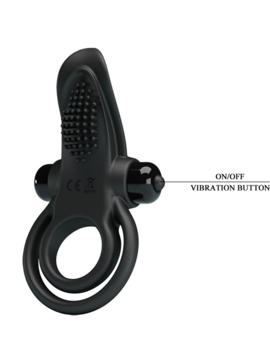 PRETTY LOVE DOBLE ANILLO VIBRADOR ESTIMULADOR CLITORIS 10 VIBRACIONES NEGRO